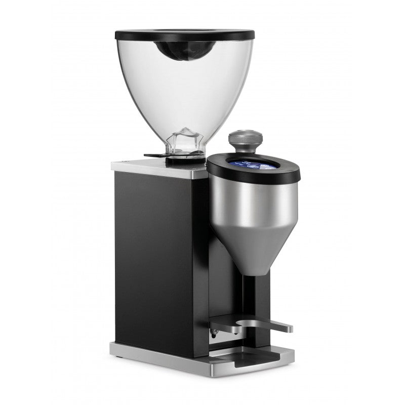 Black and chrome Rocket Espresso Faustino Grinder with digital screen