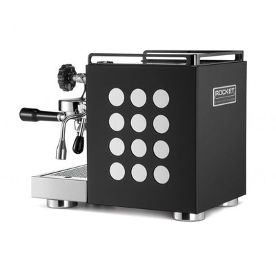 Side image of black Rocket Espresso Appartamento Espresso Machine with black handles